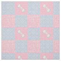 Rosa- och Blue Damask Patchwork med Namn