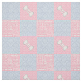 Rosa- och Blue Damask Patchwork med Namn Tyg