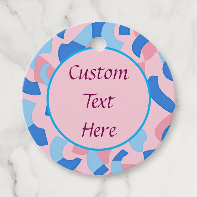 Rosa och Blue Doodle Mönster Gåvor Etiketter (Framsida)