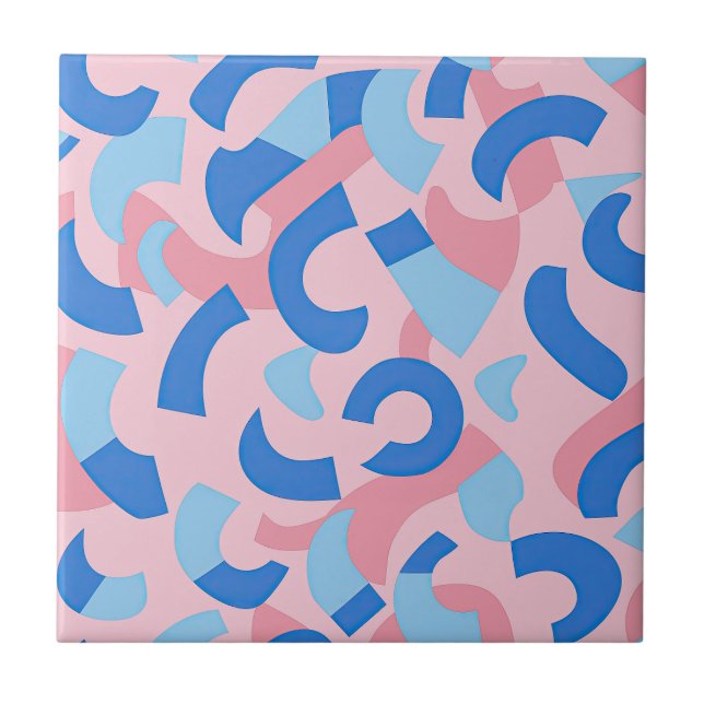 Rosa och Blue Doodle Mönster Kakelplatta (Framsidan)