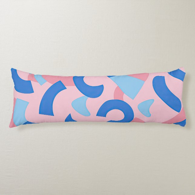 Rosa och Blue Doodle Mönster Kroppskudde (Framsidan)