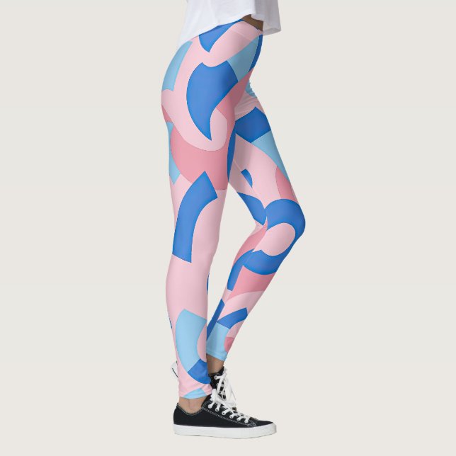 Rosa och Blue Doodle Mönster Leggings (Höger)