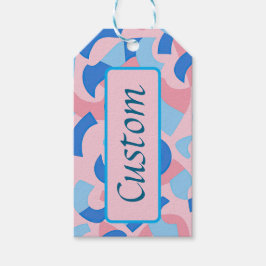 Rosa och Blue Doodle Mönster Presentetikett