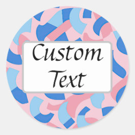 Rosa och Blue Doodle Mönster Runt Klistermärke