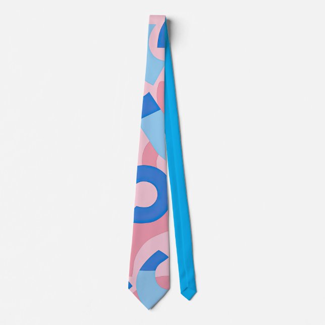 Rosa och Blue Doodle Mönster Slips (Framsida)