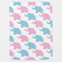 Rosa och Blue Elephants Baby Blanket