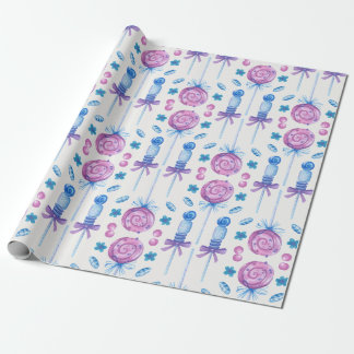 Rosa och Blue Lolly Pop Birthday Gift Presentpapper