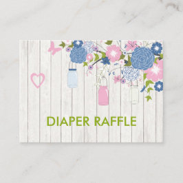 Rosa och Blue Mason Burk Diaper Raffle Tilläggskort