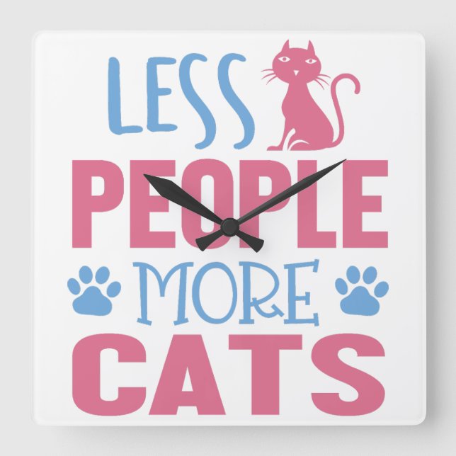 ROSA OCH BLUE MINDRE MÄNNISKOR SOM SÄGER MER KATTE FYRKANTIG KLOCKA (Framsida)