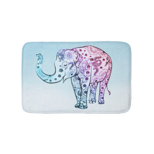 Rosa och Blue Paisley Elephant Badrumsmatta