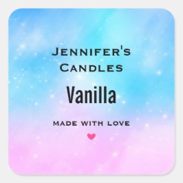 Rosa och Blue Pastel Gradient Himlar Candle Busine Fyrkantigt Klistermärke