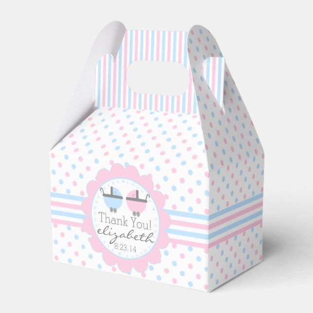 Rosa och Blue Polka dots Baby Shower Presentaskar (Framsidan Sidan)