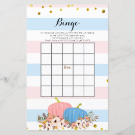 Rosa och Blue Pumpkin Baby Shower Bingo Game