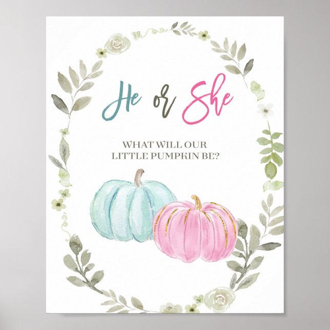 Rosa och Blue Pumpkin Votering Board Poster (Framsidan)