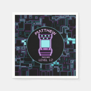 Rosa- och Blue Retro Arcade-videospel Pappersservett