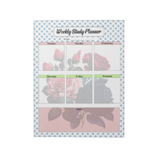 Rosa och Blue Ro Weekly Study Planner Anteckningsblock