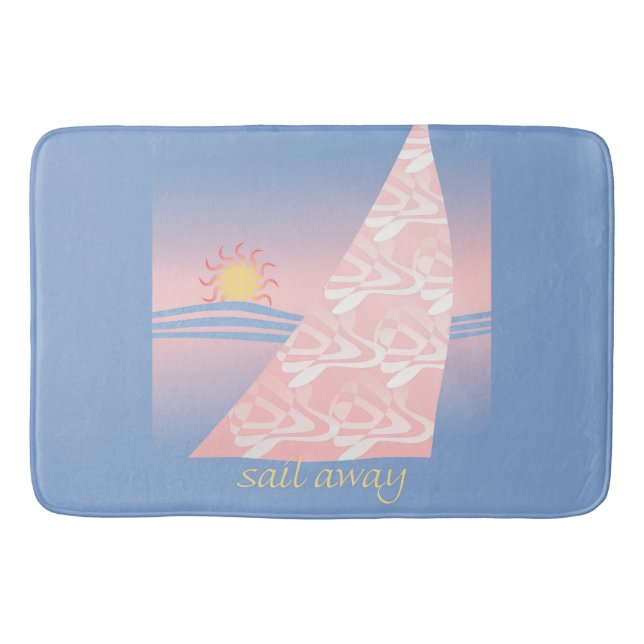 Rosa och Blue Sail Away Badrumsmatta (Framsidan)