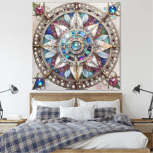 Rosa och Blue Sapphires Diamonds Pearls Mandala