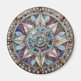 Rosa och Blue Sapphires Diamonds Pearls Mandala Magnet