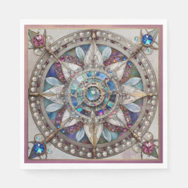 Rosa och Blue Sapphires Diamonds Pearls Mandala Pappersservett