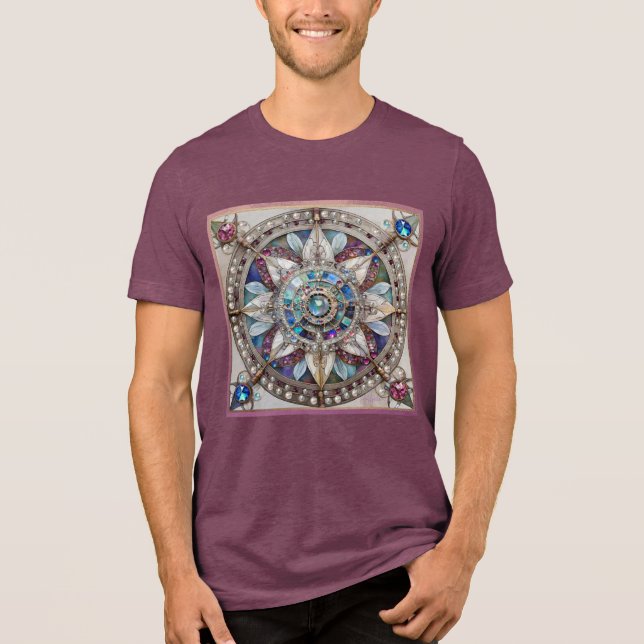 Rosa och Blue Sapphires Diamonds Pearls Mandala T Shirt (Framsida)