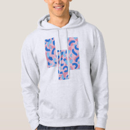 Rosa och Blue Split Doodle Mönster Hoodie