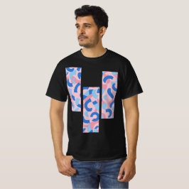 Rosa och Blue Split Doodle Mönster T Shirt