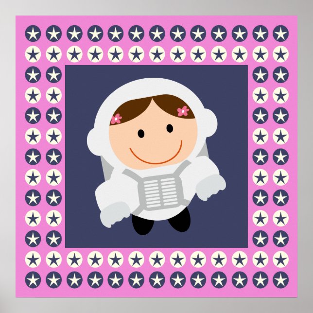 Rosa och Blue Stars Spacegirl Poster (Framsidan)
