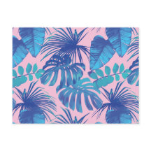Rosa och Blue Tropical Löv Design