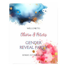 Rosa- och Blue Watercoloar Gender Reveal