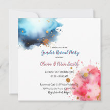 Rosa- och Blue Watercoloar Gender Reveal