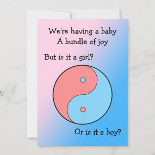 Rosa och Blue Yin Yang Gender Reveal Inbjudningar