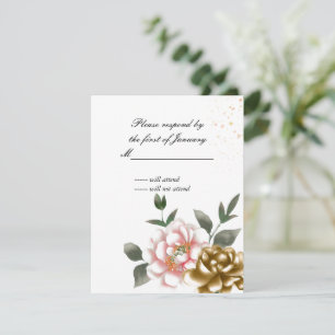 Rosa och brons akvarell Peony-svarskort OSA Kort
