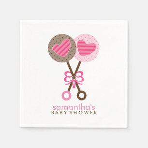Rosa och Brown Baby Rattles Pappersservett