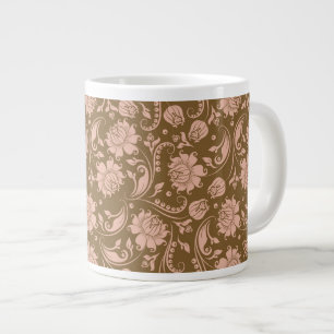 Rosa och Brown-Blommönstret Jumbo Mugg
