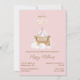 Rosa och Brown Boho Baby Shower Inbjudningar