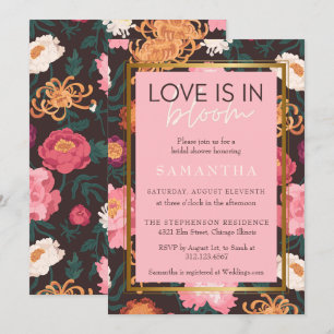Rosa och Brown Boho Blommigt Brida Shower Inbjudningar