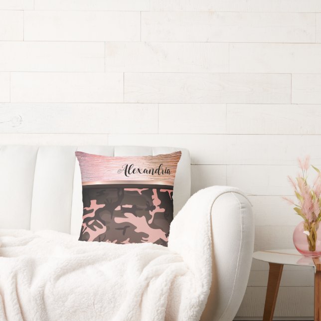 Rosa och Brown Camo Shimmery Chic Kudde (Soffa)