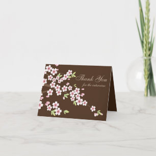 Rosa och Brown Cherry Blommar, tack för intervjun Kort