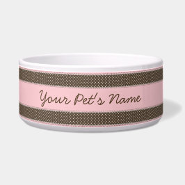 Rosa och Brown Dot Pet Bowl