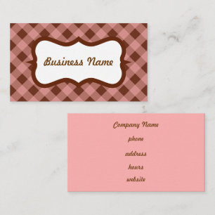 Rosa och Brown Gingham-Affärskort Visitkort
