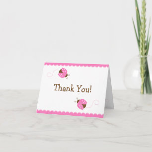 Rosa och Brown Ladybug Tackkort Card