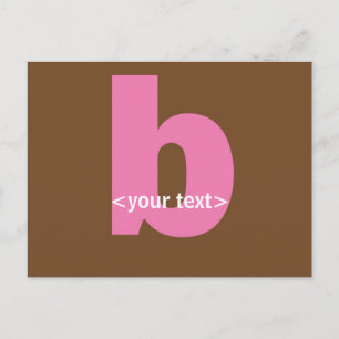 Rosa och Brown Monogram - Brev B Vykort