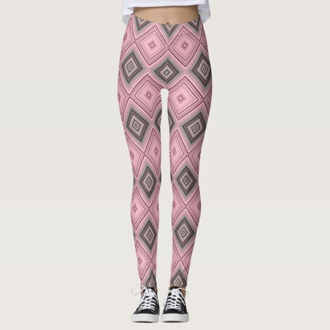 Rosa och Brown Mönster Leggings (Framsida)