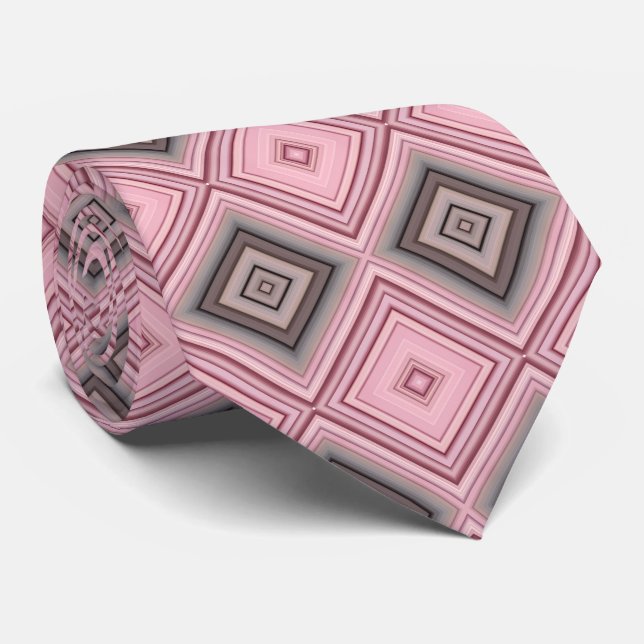 Rosa och Brown Mönster Slips (Rullad)