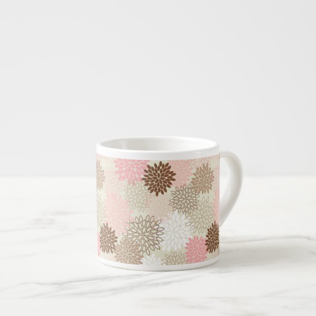 Rosa och Brown Morsa Mönster Espressomugg (Framsida höger)