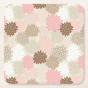 Rosa och Brown Morsa Mönster Underlägg Papper Kvadrat