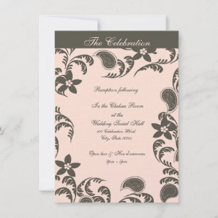 Rosa och Brown Paisley Blommigt Inbjudningar