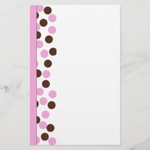 Rosa och Brown Polka Dot Stationary Brevpapper