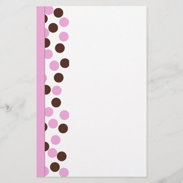 Rosa och Brown Polka Dot Stationary Brevpapper (Framsida)